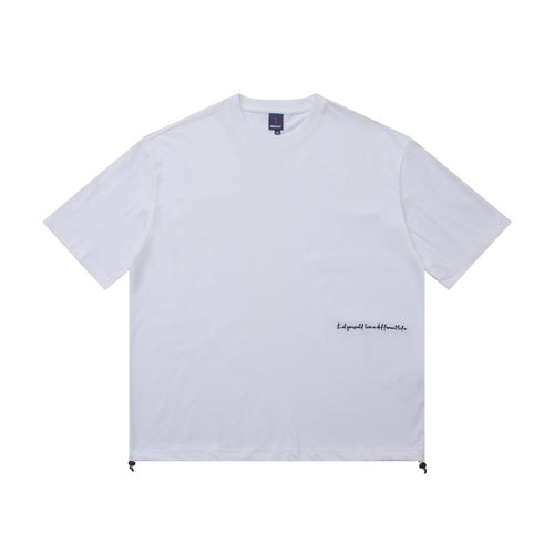 Embroidered letter round neck T-shirt with loose short sleeves