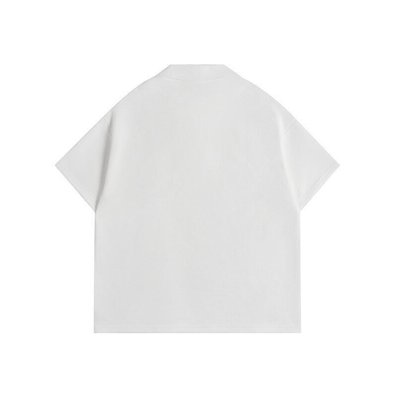 Minimally embroidered polo shirt for men with loose collar and short sleeves